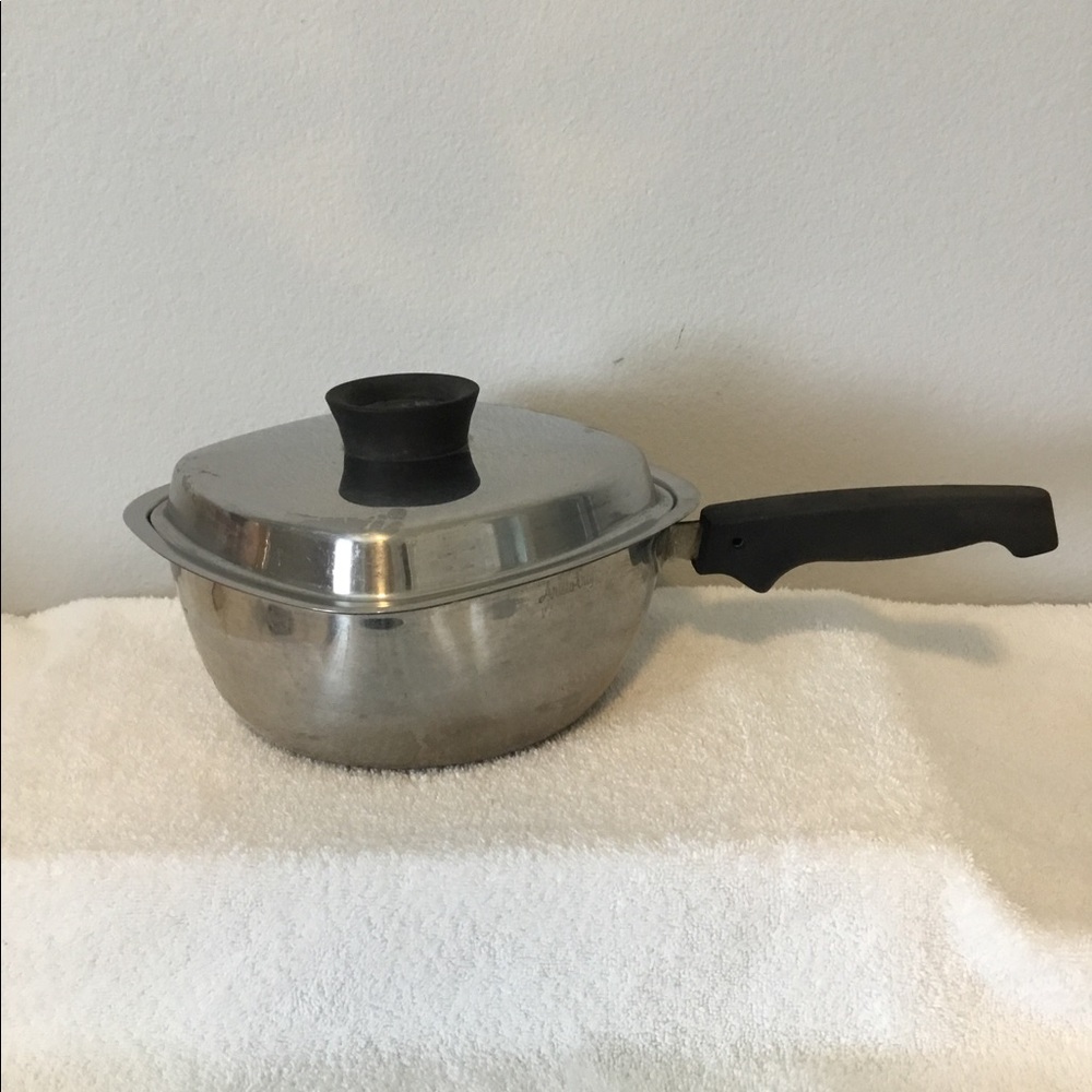 Vintage Aristocraft stainless steel saucepan with lid and double boiler pan